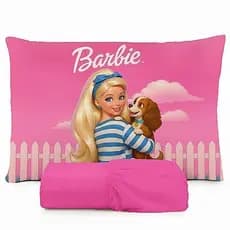JOGO DE LENÇOL SOLTEIRO INFANTIL DE LUXO DA BARBIE FRONHA TRAVESSEIRO LENÇOL DE ELASTICO EXCLUSIVO
