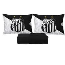 JOGO DE LENÇOL CASAL DE LUXO 3 PEÇAS SANTOS OFC FRONHA TRAVESSEIRO LENÇOL DE ELASTICO TIME SANTOS