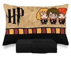 JOGO DE LENÇOL SOLTEIRO DE LUXO INFANTIL HERRY POTTER FRONHA TRAVESSEIRO LENÇOL DE ELASTICO 2 PEÇAS