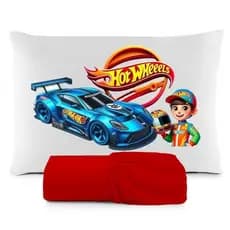 JOGO DE LENÇOL SOLTEIRO INFANTIL DE LUXO HOT WHEELS  MENINO FRONHA TRAVESSEIRO, LENÇOL DE ELASTICO