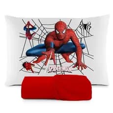 JOGO DE LENÇOL SOLTEIRO INFANTIL HOMEM ARANHA SPIDER MAN FRONHA TRAVESSEIRO, LENÇOL DE ELASTICO