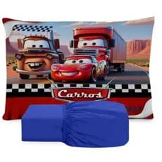 JOGO DE LENÇOL SOLTEIRO DE LUXO INFANTIL CARROS MCQUEEN FRONHA TRAVESSEIRO LENÇOL DE ELASTICO 2PEÇAS