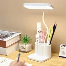 Luminária LED Barra 3 Níveis de Luminosidade Com Porta Lapis Trecos Recarregável Articulável para Estudos Trabalho