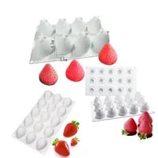 Molde tridimensional de morango, Mousse de Silicone, bolo, gelatina, pudim, Chocolate, Fondant M