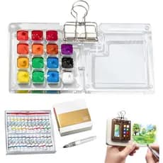 Conjunto De Viagem Em Aquarela Para Artista De Bolso,Mini Paleta De Portátil,Desenho Ao Ar Livre Qualquer Pessoa Que Ama