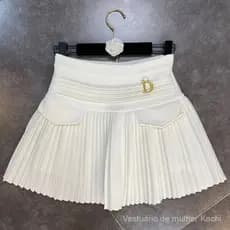 2024 Primavera Verão Novas Chegadas Saia Mini Plissada de Cintura Alta Streetwear Mulheres Moda Slim Coreana Kawaii Saia