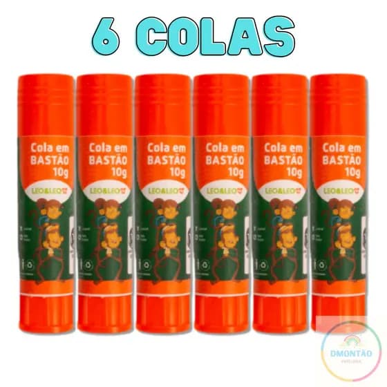 Kit 6 Cola Bastão 21g 40g Leo Leo Cola Escolar