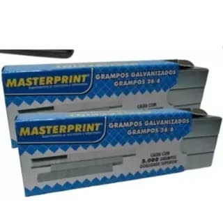Kit 2 Caixa Grampo 26/6 Galvanizados C/5000 Unidades Metal para Grampeador Masterprint