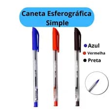 Caneta Esferográficas Ponta Média Simples Azul Preta Vermelha Escolar Escritório Leo&Leo