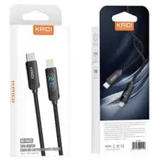 Cabo Iphone para Lightning KAIDI Preto Cabo tipo c /iPhone 1M 27W com digital KD104CL