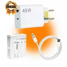 Carregador Turbo 45W para iPhone 11 12 13 14 XR XS Fonte Rápida com Cabo Lightning Original Duplo