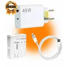 Carregador Turbo 45W/48W USB-C para iPhone Fonte Rápida com Cabo Lightning Original Duplo USB-C Apple
