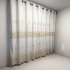 Cortina Bordada Com Forro de Microfibra Luxo 3,00m Largura X 2,80 Altura - OFERTA