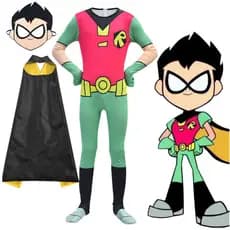 Anime Teen Titans GO! Robin Cosplay Costume Comic Superhero Crianças Meninos Traje Macacão Fantasia
