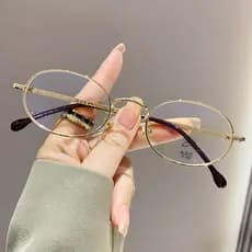 Óculos De Arame Dourado Com Estrutura Pequena Homens E Mulheres Escória De Forno Puro Quer Espelho Redondo retro-Azul anti-Radiação De Luz Plana