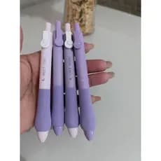 Kit 4 Canetas Gel Galaxy Moon Roxo Lilás Kawaii Ponta Fina 0.5mm Grip Soft Confortável Escrita Macia Papelaria Criativa