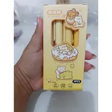Kit 4 Canetas Gel Ursinho Honey Bear Kawaii Ponta Fina 0.5mm Grip de Esponja Macio Escrita Confortável Papelaria Premium