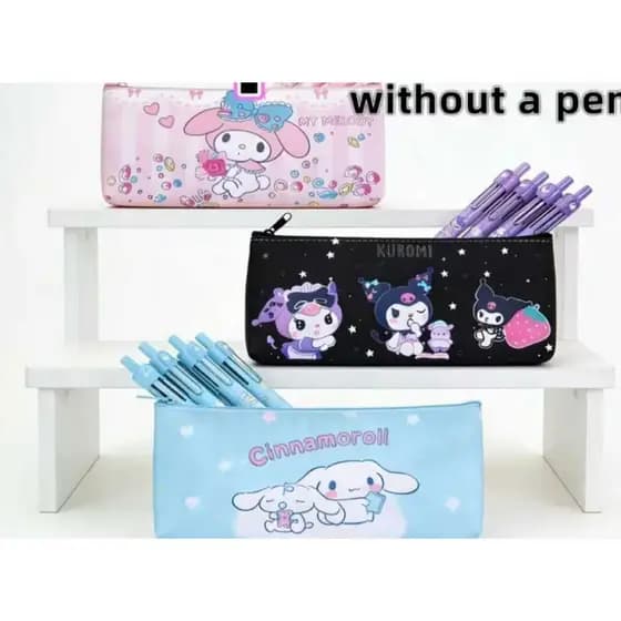 Estojo Escolar Sanrio Kawaii – My Melody, Kuromi e Cinnamoroll – Organizador de Lápis Grande de Luxo