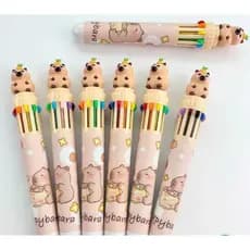 Caneta Esferográfica Capybara Dez Cores - Leve, Compacta e Escrita Macia