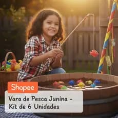 Vara de Pesca Festa Junina Direto da Fábrica 1,20 Metros VPFJ1,2M - 6 Unidades