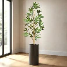 Planta Artificial Decorativa Realista 1,40m Bambu Verde para Sala, Escritório, Jardim e Varanda - 3U