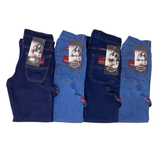Kit com 4 Calças Jeans Infantil Estilo Country Carpinteiro