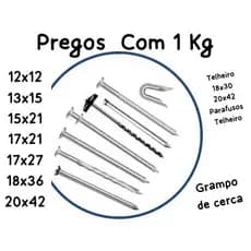 PREGO 17X27 E 12X12 13X15 15X21 17X21 18X36 Grampo,telheiro,parafuso telheiro