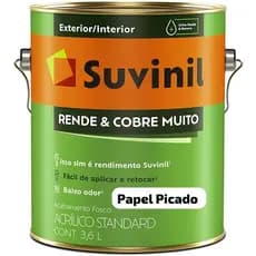 Tinta Papel Picado Suvinil 3,2L Acrilica Fosco Rende e Cobre Muito Anti Mofo Baixo Odor - SUVINIL