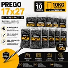 Prego 17X27 Liso Polido Com Cabeça Caixa com 10 Kg Nibra Prego Brasileiro Leve Mais Por Menos