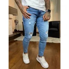 Calça Masculina Jeans Rasgada Skinny Clara