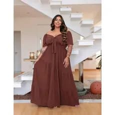 1 Vestido Feminino Longo Plus Size Duna Moda Evangélica Elegância verão