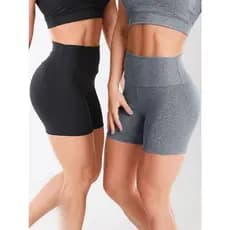 KIT 4 SHORTH FEMININO  CINTURA ALTA MEIA COXA LISA FITNES NÃO FICA TRANSPARENTE BERMUDA P AO GG