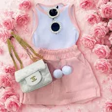 Conjunto Infantil Menina Juvenil Short Saia  e Regata Ribana Moda Verão Feminina