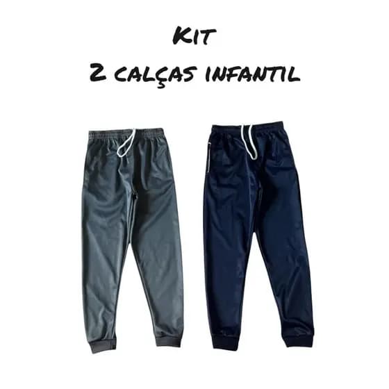 Kit 2 Calça Infantil e juvenil Jogger Menino Forrada Reforçada 4 Ao 16 (preto cinza e azul)