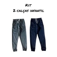 Kit 2 Calça Infantil e juvenil Jogger Menino Forrada Reforçada 4 Ao 16 (preto cinza e azul)