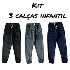 Kit 3 calça infantil juvenil forrada confortavél básica 4 ao 16.