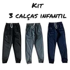 Kit 3 calças peça Infantil e Juvenil Forrada 4 ao 16 SEM MARCA LISA    Escola / Dia a dia menino