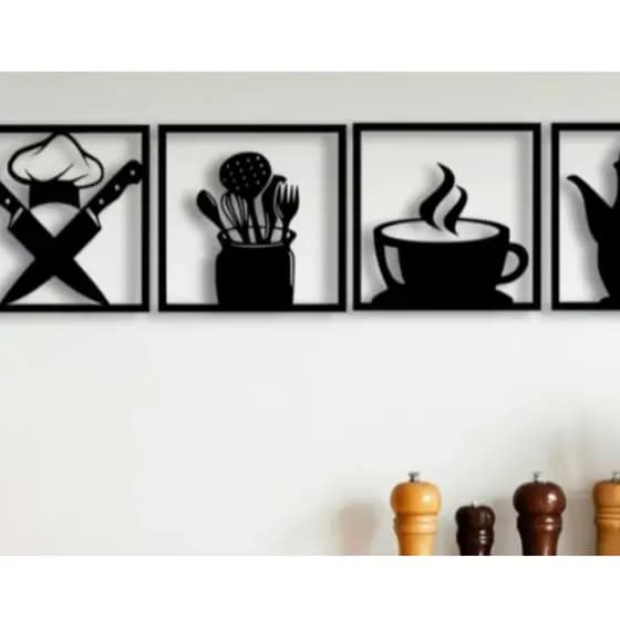 Quadro Utensílios De Cozinha Mdf Decorativo Vazado