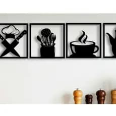 Quadro Utensílios De Cozinha Mdf Decorativo Vazado