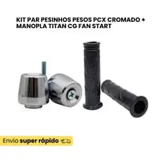 Kit Par Pesinhos Pesos Pcx Cromado + Manoplas Titan Cargo Cg Fan Start 125 150 160