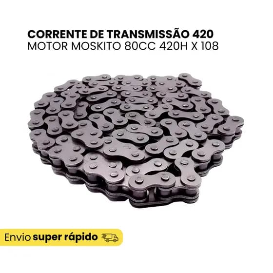 Corrente 420 Reforçada Bicicleta Motorizada 80cc Moskito