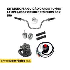 Kit Guidão Cargo Manopla Punho Luz Lampejador XRE 300 + Punho Partida Cb500 E Peso Pesinhos PCX 150