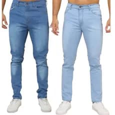 Kit Calças Jeans Masculinas Slim – Azul Médio + Azul Claro – Conforto com Elastano