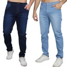 Kit Calças Jeans Masculinas Slim com Elastano – Jeans Escuro e Jeans Claro