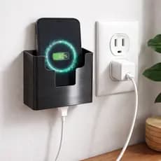 Suporte de parede para celular de grandes tamanhos com vão para fio de carregador SUPORTE DE CELULAR E CONTROLE REMOTO