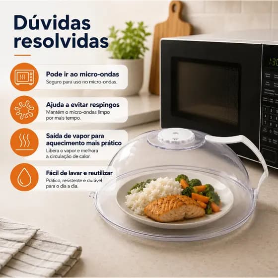 Tampa Para Micro-ondas Anti-Respingo Válvula Vapor BPA Free Microondas