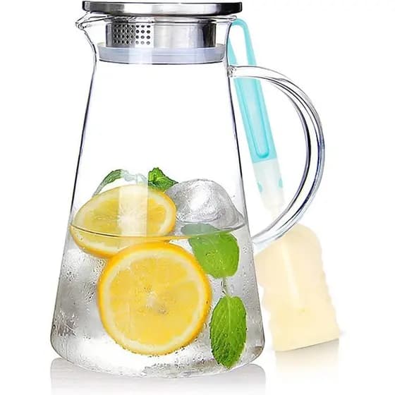 Jarra de Vidro Borossilicato 1,8L com Tampa Inox - Resistente ao Calor e Design Elegante