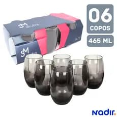 Jogo De Copos Vidro 6 peças Fumê 465ml Aruba Nadir