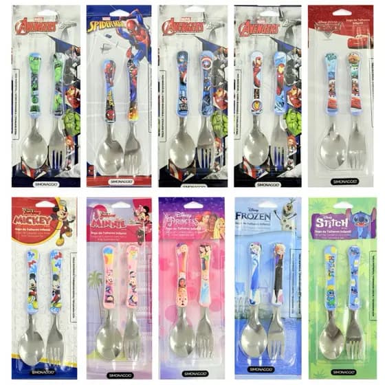 Talher Infantil C/2 Peças Marvel Homem Aranha Hulk Homem de Ferro Capitão America Inox Simonaggio