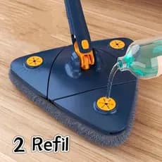 Esfregão Triangular Mop 2 Refis 130 comprimento Rodo Limpador Giratório Mop 360°